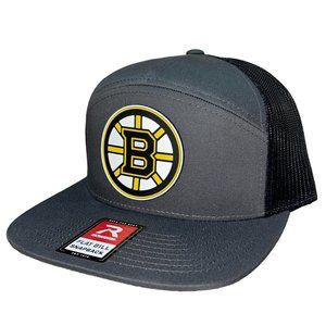 Boston Bruins 3D Snapback Seven-Panel Trucker Hat- Charcoal/ Black
